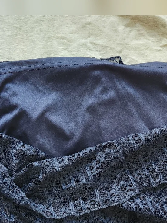 Suzy Shier Navy Lace Midi Dress with Ruffle Detail - Picture 10 of 12